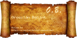 Oroszlán Bálint névjegykártya